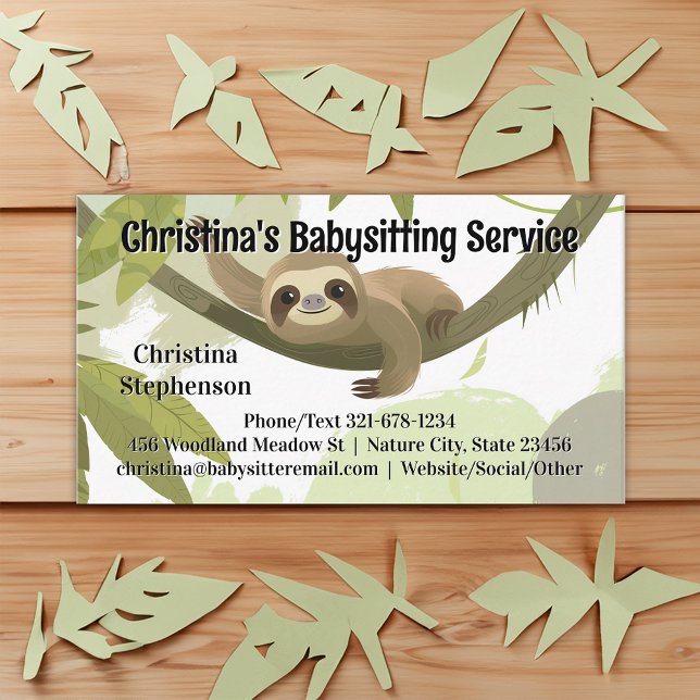 Baby Dovhjort Dagis Barnomsorg Barnpassning Visitkort (sloth babysitting childcare business card
)