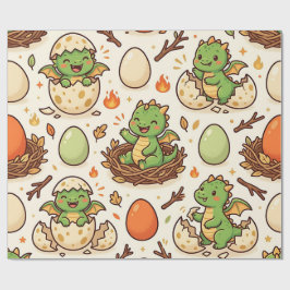 Baby Dragon Ägg Näste Inpackningspapper Presentpapper