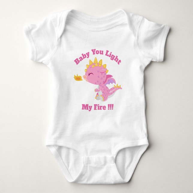 Baby Dragon Baby Du tände min brandflickors Rosa T Shirt (Framsida)