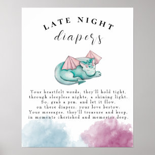 Baby Dragon Baby Shower Late Late Natt Diaper Game Poster