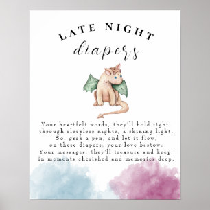 Baby Dragon Baby Shower Late Late Natt Diaper Game Poster