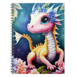 Baby Dragon Blommigt Space Porträtt Anteckningsbok