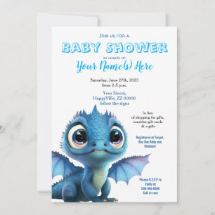 Baby Dragon Boy Shower Cute-inbjudan Inbjudningar