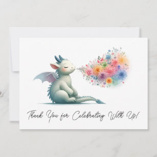 Baby Dragon Breathing Blommigt Fire Tack Kort