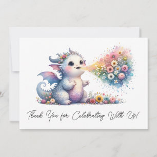 Baby Dragon Breathing Blommigt Fire Tack Kort