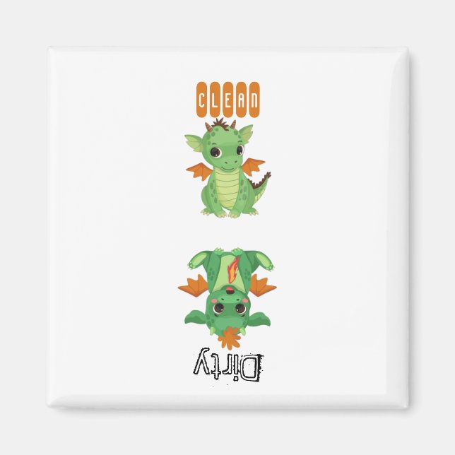 Baby Dragon Clean Dirty Dishwasher magnet (Framsidan)