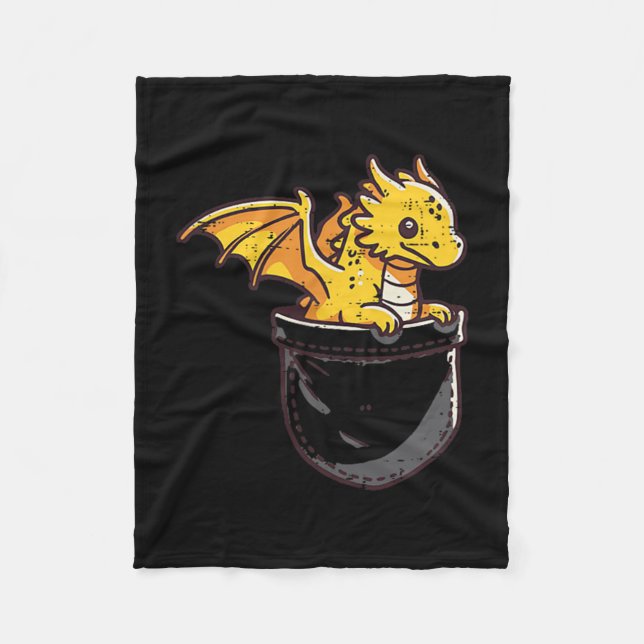 Baby Dragon-fick Pocket Söt Fantasy Mythiska Barn  Fleecefilt (Framsidan)