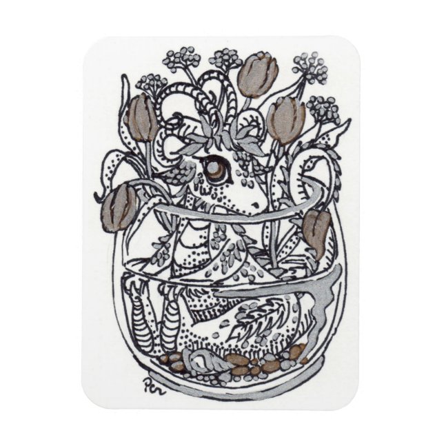 Baby Dragon Flower Bath Magnet (Vertikal)