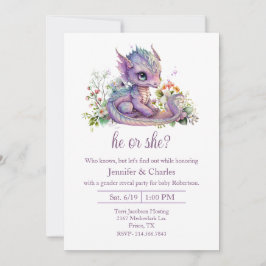 Baby Dragon Gender Reveal Party Inbjudningar