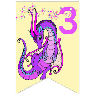 Baby Dragon GRATTIS PÅ FÖDELSEDAGEN Lägg till g Vimplar