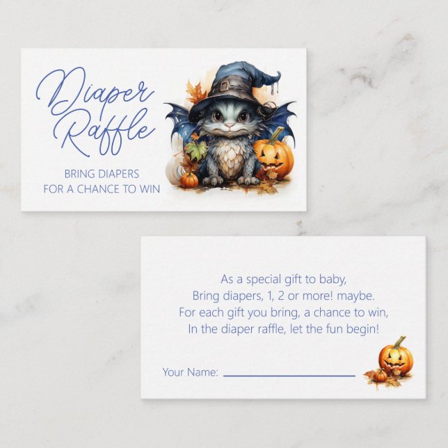 Baby Dragon Halloween Baby Shower Raffle Tilläggskort (Fram/baksida)