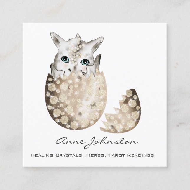 Baby Dragon Hatchling Affärskort Fyrkantigt Visitkort (Framsida)