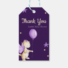 Baby Dragon Lila Baby Shower Tack Gift-Märkre Presentetikett