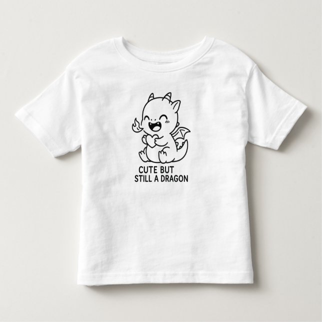 Baby Dragon Line Art – Cute & Funny T Shirt (Framsida)