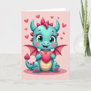 Baby Dragon Love Heart-kort Kort