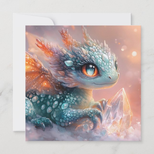 Baby Dragon med Crystal Gem: Fantasy Art (Framsida)