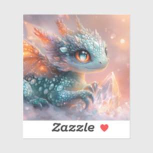 Baby Dragon med Crystal Gem: Fantasy Art Klistermärken