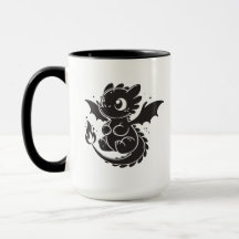 Baby Dragon Minimalistisk Svart Illustration Mugg