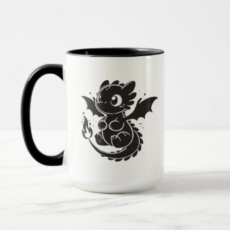 Baby Dragon Minimalistisk Svart Illustration Mugg