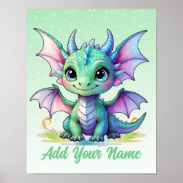 Baby Dragon - Personlig Nursery Art Poster