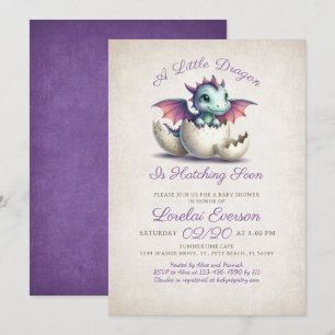 Baby Dragon Shower Inbjudningar