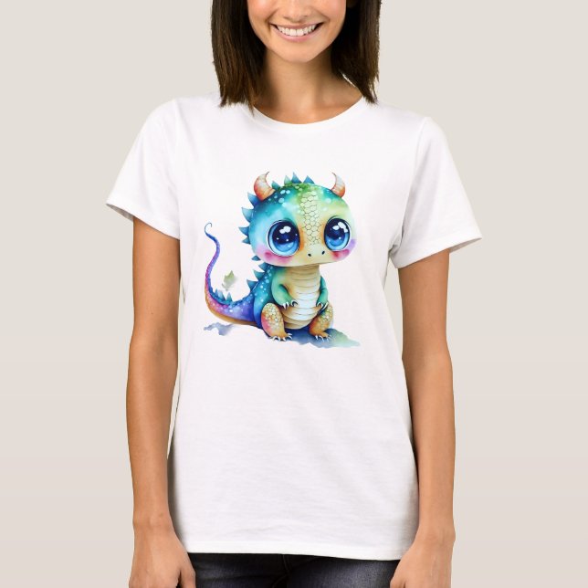 Baby Dragon Sitta på marken T Shirt (Framsida)