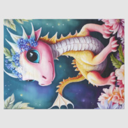 Baby Dragon Space Flowers Art