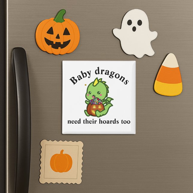 Baby Dragons behöver också sina hotell för Hallowe Magnet (Baby Dragons need their hoards too kid friendly Halloween design)