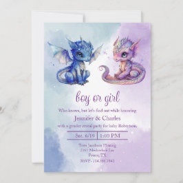 Baby Dragons Gender Reveal Party Inbjudningar