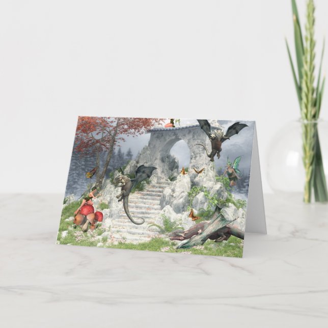 Baby Dragons och Fairies Fantasi Kort (Framsida)