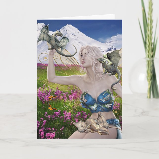 Baby Dragons och Fairy Fantasy Kort (Framsida)