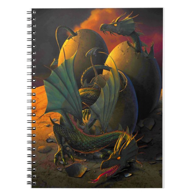 Baby Dragons som kläcker ur sina ägg Anteckningsbok (Framsidan)