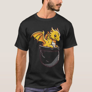 Baby Drak Pocket Söt Fantasy Mythiskt Män Kvinnor T Shirt
