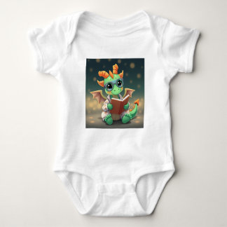 Baby drake som läser bok t shirt