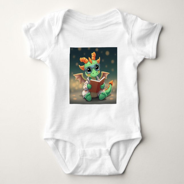 Baby drake som läser bok t shirt (Framsida)