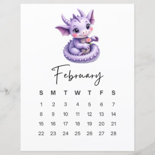 Baby-Drakkalender för februari - söta fantasidjur