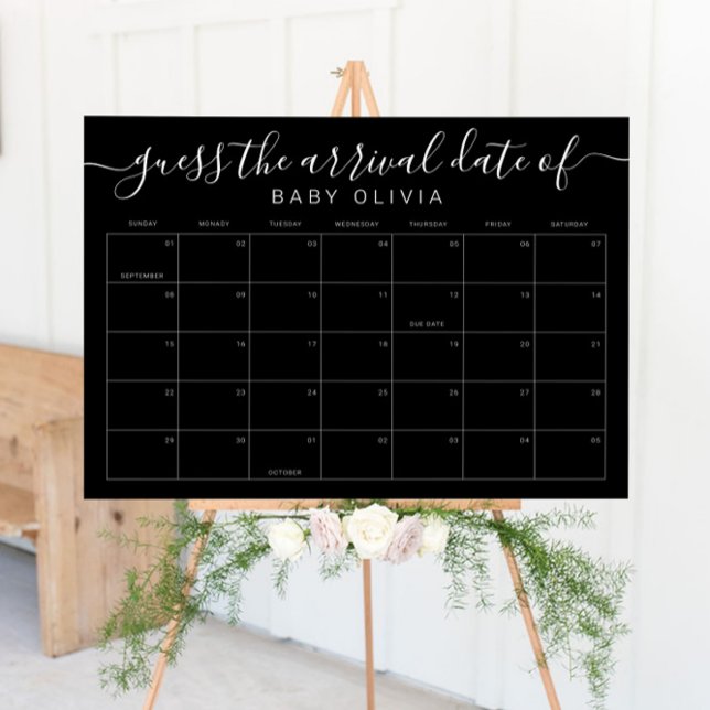 Baby Due Date Calendar Sign Guess the BirthdayGame Poster (Baby Due Date Calendar Sign Guess the BirthdayGame)