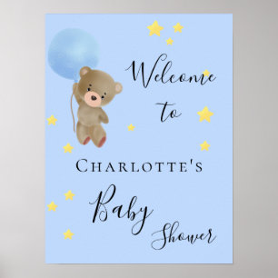 Baby dusch nalle boyblue Welcome Poster