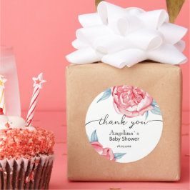 Baby duscha Sticker Peonies Runt Klistermärke