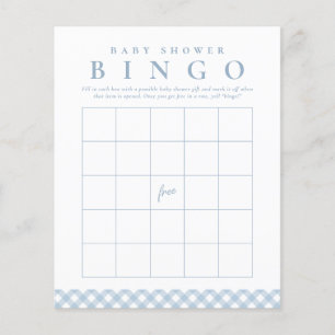 Baby duschbingo-spel i söt blått gingham