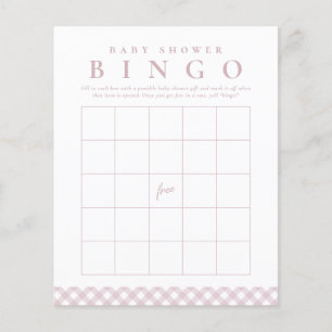 Baby duschbingo-spel i söt rosa gingham