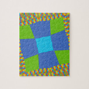 Baby eco grönt Checkded Blue-cyan Pussel