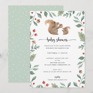 Baby ekorre och Mamma Baby Shower Inbjudningar
