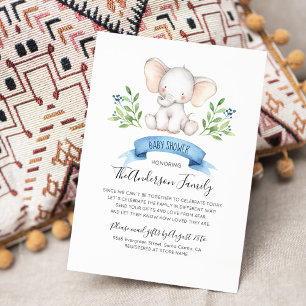 Baby elefant Baby Shower by mail Long Avstånd in Inbjudningar