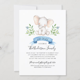 Baby elefant Baby Shower by Mail Long Avstånd Inbjudningar