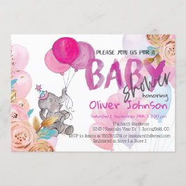 Baby Elefant Baby Shower Flickkort Inbjudningar