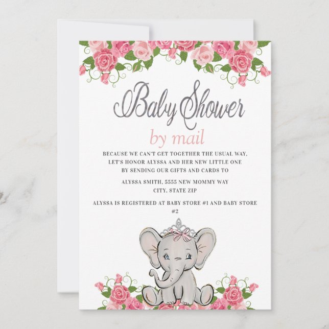 Baby Elefant Baby Shower via Post Inbjudningar (Framsida)