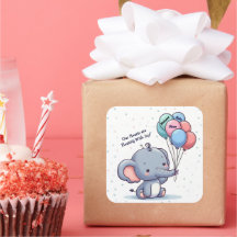 Baby Elefant Ballong Klistermärke