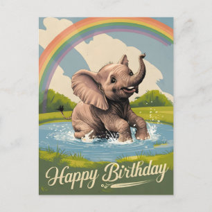 Baby Elefant Barn Glad Födelsedag Vykort