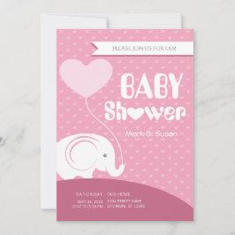 Baby Elefant Bebisdopp Invitation för Babyflicka Inbjudningar